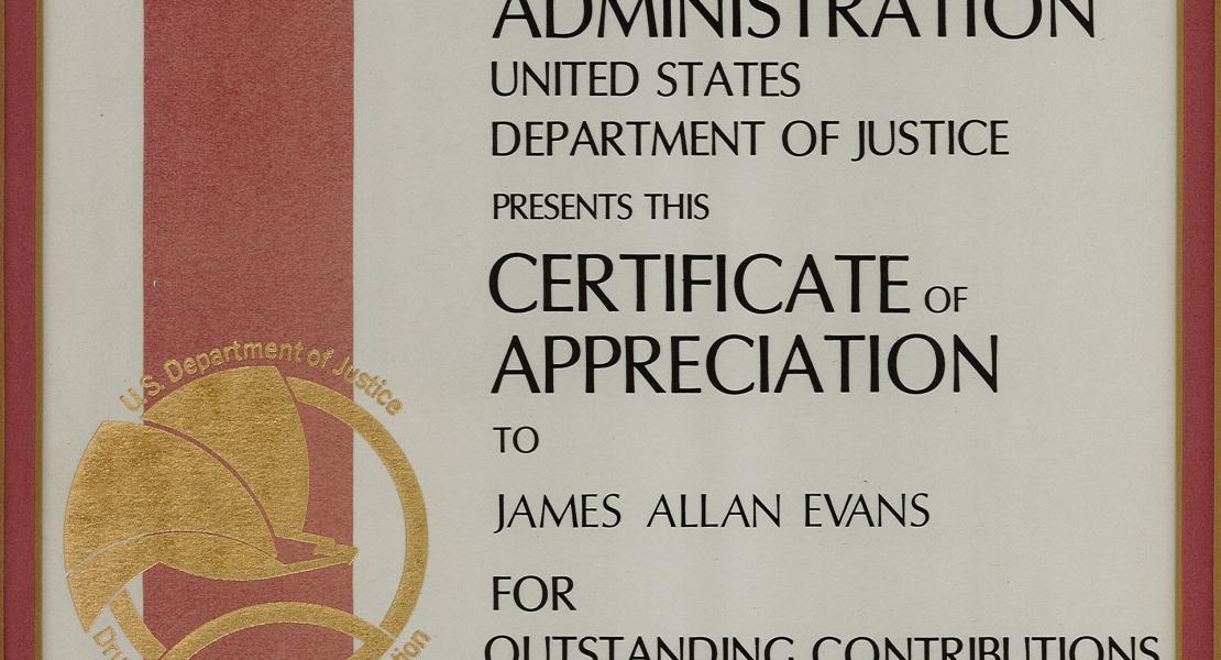 DEA Certificate of Appreciation